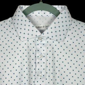 Collars and Co Polo Shirt Mens Large Relaxed White 5 Diamond Dress Collar Preppy